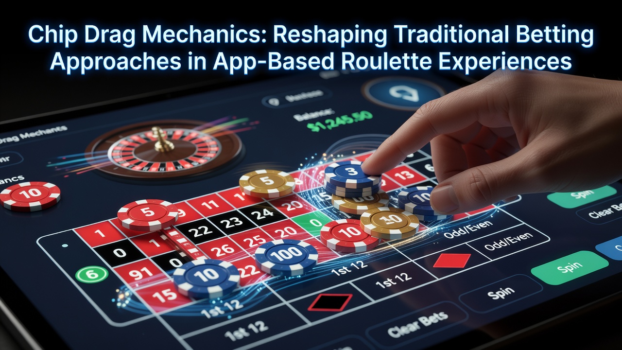 Mobile roulette app interface showing chip drag mechanics in action on a digital betting table