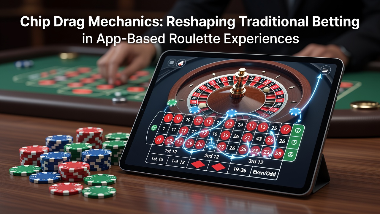 Close-up view of chip drag functionality highlighting gesture controls and bet confirmation on a roulette app