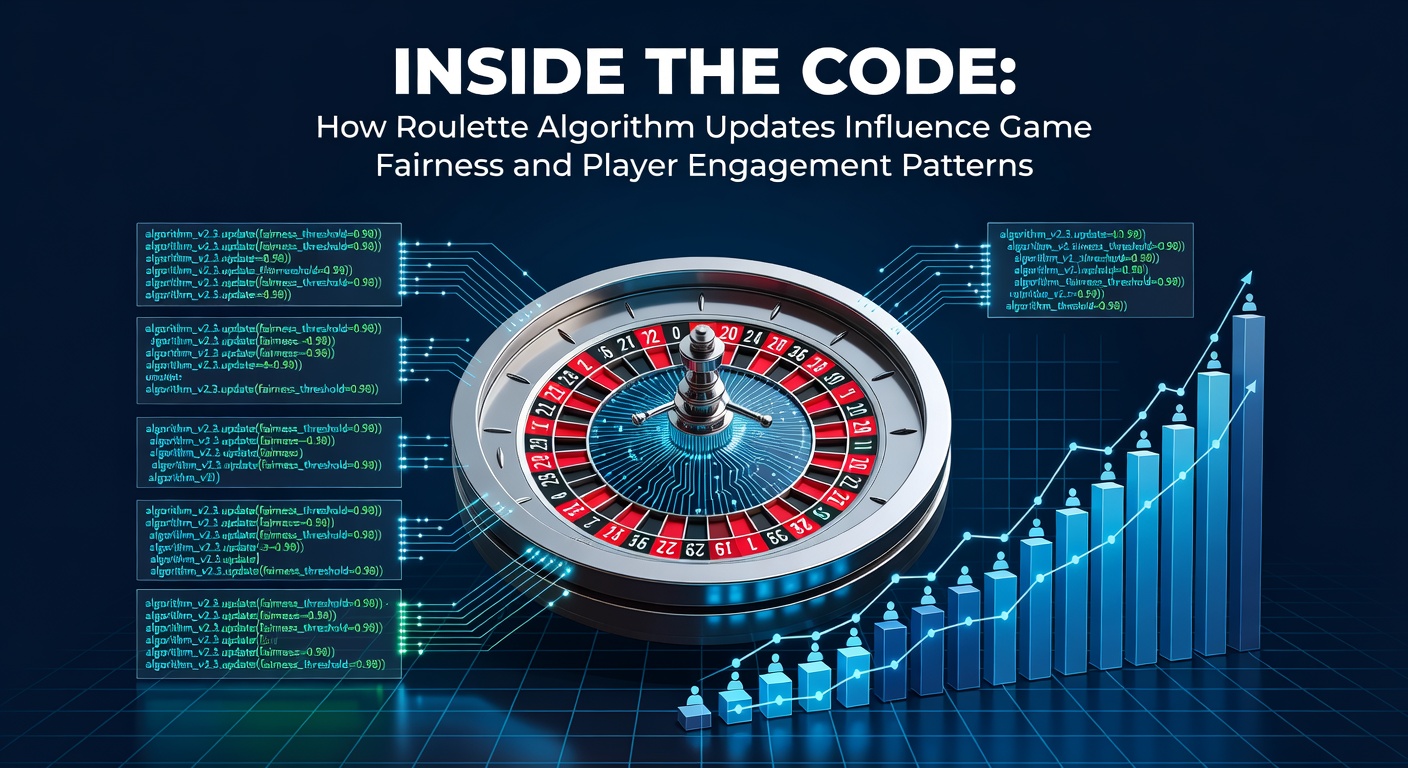 Roulette wheel with digital code overlays representing algorithm updates in online casinos