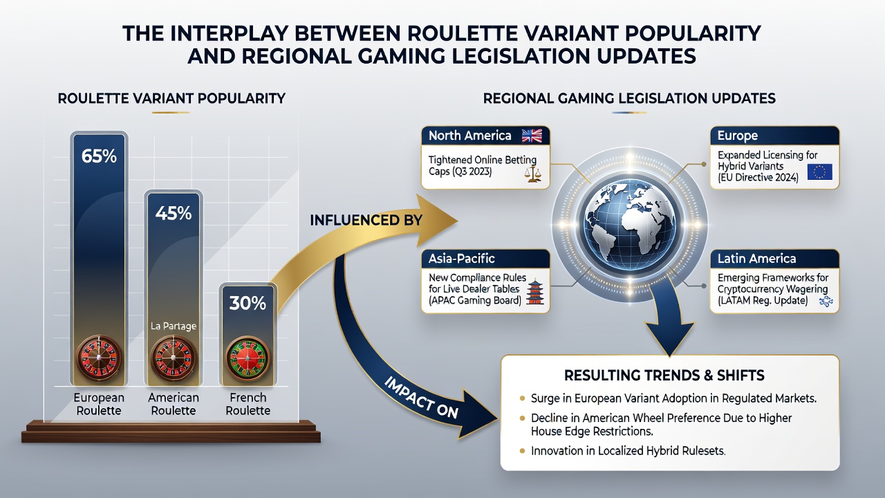 Diverse roulette tables in a regulated casino environment reflecting legislative compliance