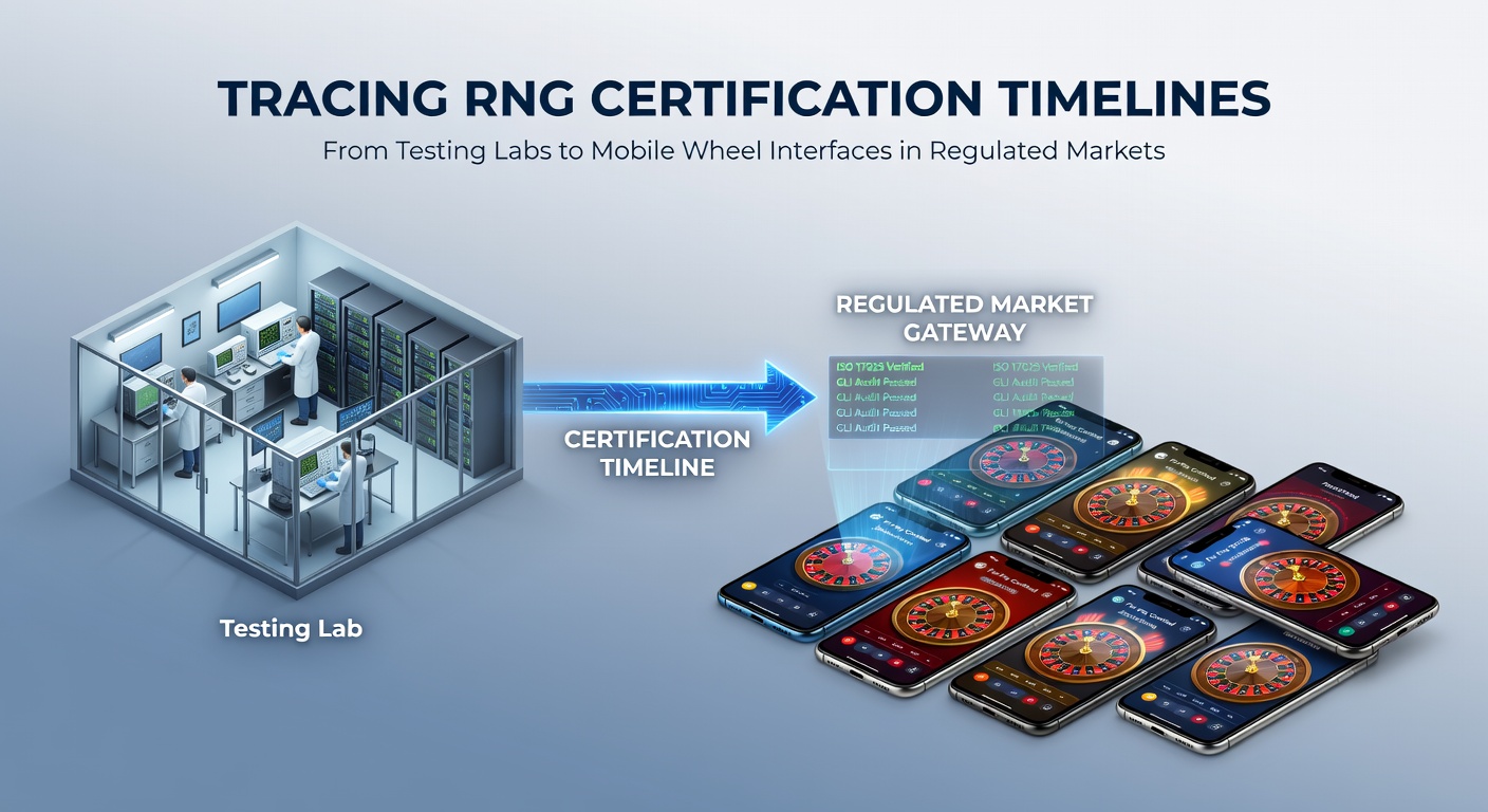 RNG testing laboratory equipment with certification documentation spread across a workbench